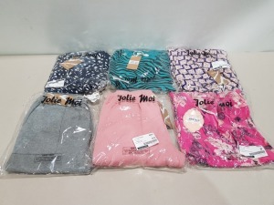 30 X BRAND NEW MIXED JOLIE MOI CLOTHING IN VARIOUS STYLES, COLOURS AND SIZES TO INCLUDE PARTY DRESSES IN ANIMAL PRINT, FLORAL PRINTS, ETC - JOGGERS - SWEATSHIRTS, ETC IN UK 8, 12, 16, ETC