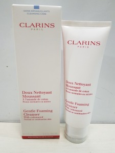 18 X BRAND NEW CLARINS PARIS GENTLE FOAMING CLEANSER 125ML - (MANUFACTURED IN 2014) THEREFORE THE EFFICACY OF THE PRODUCT CANNOT BE GUARANTEED