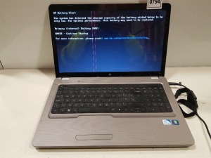 1 X HP G12 LAPTOP - 17 INCH SCREEN (DAMAGED- SEE IMAGE SHOWING 2 LINES - WINDOWS 10 ( NOT ACTIVATED ) WITH CHARGER ( FULLY WIPED - O/S INTACT )