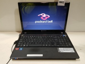 1 X PACKARD BELL TM81 LAPTOP - AMD P340 2.2 GHZ - WINDOWS 10 ( NOT ACTIVATED ) - 6500 GB HDD - WITH CHARGER ( FULLY WIPED - O/S INTACT )