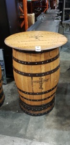 1 X WOODEN BARREL BAR TABLES ( 115 CM HEIGHT )