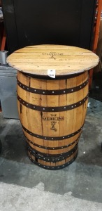 1 X WOODEN BARREL BAR TABLES ( 115 CM HEIGHT )