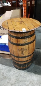 1 X WOODEN BARREL BAR TABLES ( 115 CM HEIGHT )