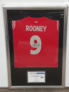 1 X WAYNE ROONEY SIGNED ENGLAND NO. 9 AWAY SHIRT ( 22.06.04) WITH CERTICATE OF AUTHENTICITY