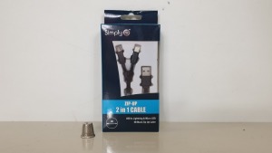 300 X BRAND NEW SIMPLY ZIP-UP 2 IN 1 CABLE - USB TO LIGHTNING & MICRO USB 1M BLACK ZIP UP CABLE IN 3 BOXES