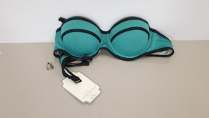 120 X BRAND NEW VINTAGE BOUTIQUE GREEN CONTRAST BIKINI BRAS SIZE 34 - IN 2 BOXES