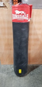 1 X LONSDALE 5 FT LEATHER PUNCH BAG - (PLEASE NOTE SOME SCUFFS AND MARKS )