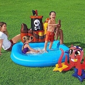 6 X BRAND NEW BESTWAY SHIPS AHOY PLAY CENTRE INFLATABLE POOLS - WITH OCTOPUS RING TOSS GAME (1.40 X 1.30 X 1.04 M) RRP £ 39.95 - TOTAL RRP £ 215.70