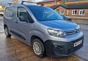 GREY CITROEN BERLINGO 650 EN-PRISE BHD DIESEL PANEL VAN 1500CC FIRST REGISTERED 30/9/2020 REG: MK70YOF MILEAGE: 87,789 MILES 2 KEYS HAS V5 MOT UNTIL 1/10/2024 AIR CON, CRUISE CONTROL