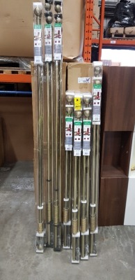 15 X PIECE BRAND NEW MUSBURY 28MM METAL CURTAIN POLES SETS 2 - SIZE 400CM , 2- SIZE 200CM, 3- SIZE 300CM , 8 - SIZE 250CM ALL IN ANTIQUE BRASS FINISH.