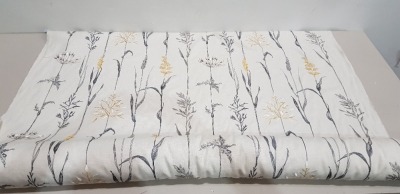 1 X ONE ROLL OF EMBROIDED CURTAIN FABRIC BRAND - FRYETTS DESIGN -FIELD GRASSES COLOURWAY - BUTTER CUP 137 CM WIDTH - APPROX 15 M LENGTH RRP £59.95 PER SQUARE METRE - TOTAL £899.25 EST