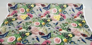 1 X ONE ROLL OF PRINTED VELVET CURTAIN FABRIC BRAND - BELFIELD DESIGN - SWALLOW COLOURWAY - STONE MAULTY 137 CM X APPROX 20 M LENGTH RRP £24.50 PER SQUARE METRE - TOTAL £490.00 EST