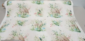 1 X ONE ROLL OF PRINTED VELVET CURTAIN FABRIC BRAND - ILIV DESIGN - WATER BIRDS COLOURWAY - ANTIQUE 137 CM WIDTH - APPROX 20 M LENGTH RRP £35.99 PER SQUARE METRE - TOTAL £719.80 EST