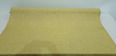 1 X ONE ROLL OF PURE WOOL CURTAIN FABRIC BRAND - CHESS DESIGN - BREAMAR COLOURWAY - MUSTARD 137 CM WIDTH - APPROX 15 M LENGTH RRP £44.99 PER SQUARE METRE - TOTAL £674.85 EST