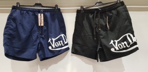 10 X BRAND NEW VON DUTCH SWIM SHORTS IN BLACK AND NAVY SIZE EXTRA LARGE - RRP TOTAL £250