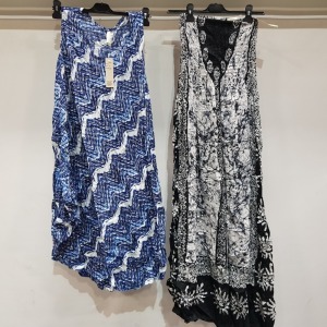 16 X BRAND NEW PISTACHIO DRESSES 9 IN BLACK/WHITE SIZE SMALL AND 7 IN BLUE/WHITE SIZE MEDIUM - RRP EACH £24.99 - TOTAL £399.84