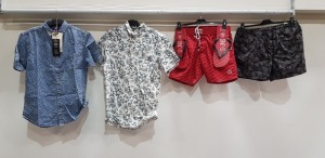 16 X PIECE BRAND NEW MIXED LOT CONTAINING 7 MIXED BRAVE SOUL SWIM SHORTS AND 3 MIXED BRAVE SOUL SHIRTS ALL IN DIFFERENT STYLES AND SIZES , 6 MEN'S SMITH & JONES SHORTS WITH FLIP FLOPS 5 IN RED WINE SIZE XL AND ONE NAVY BLUE SIZE LARGE - TOTAL RRP £334.84