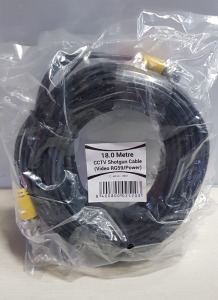 225 X BRAND NEW 18 METRE CCTV SHOTGUN CABLE (VIDEO SPACE RG59/POWER) IN 10 BOXES