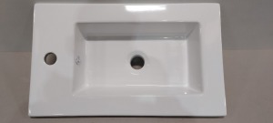 40 X BRAND NEW 560 SLIM CERAMIC BASINS ( CODE : 812 ) SIZE : LENGTH 56 CM / WIDTH 33.5 CM / HEIGHT 13 CM - ON 1 PLT