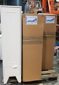 7 X BRAND NEW AQUAMODE TALL UNIT - IN CREAM COLOUR SIZE : HEIGHT 144 CM / WIDTH WIDTH 34.5 CM / DEPTH 35.5 CM ) - PROD CODE: 29428/414 - ON 1 PALLET