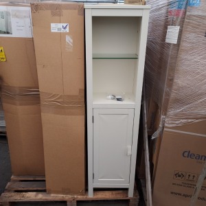 7 X ETIENNE TALL UNIT IN VINTAGE CREAM COLOUR - ( VENEER IS SLIGHTLY LIFTING ) ( W 39 CM / H 148 CM / D 31 CM ) -IN 6 BOXES 1 LOOSE PROD CODE: 29421/432