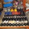 44 PIECE MIXED GYM LOT CONTAINING EVERLAST RUBBER HEX SETS OF 2 DUMBELLS - 3 KG / 5 KG / KETTLE BELLS - / 15 LBS / 10 LBS / 5 LBS PLASTIC DUMBELLS 1 KG / 2 KG EVERLAST KETTLELS 12 KG - ON HALF BAY