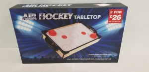 48 X BRAND NEW AIR HOCKEY TABLETOP GAME - INCLUDES 2 PUCKS AND 2 PUSHERS SIZE : 48 CM X 28 CM X 6.8 CM - IN 8 BOXES