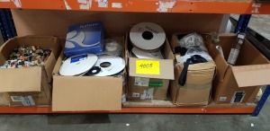 1000+ BRAND NEW MIXED LOT CONTAINING RUFFLETTE 36MM JUPITER RINGS , TEXACRO TAPE'S , MANY THREAD SPOOLS IN DIFFERENT COLOURS , LOOPTAPE , SELF-ADHESIVE TAPE ETC IN 5 BOXES