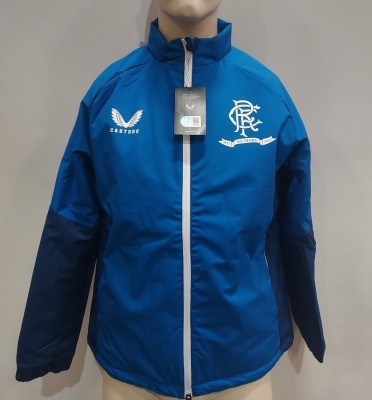 5 X BRAND NEW RANGERS FC CASTORE HYBRID JACKET IN BLUE SIZES 4 MEDIUM , 1 XSMALL RRP EACH £85