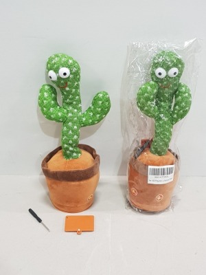 100 X BRAND NEW LED LIGHT UP DANCING / SINGING / TALKING CACTUS TOYS - 120 ENGLISH SONGS - RECORDS AND REPEATS VOICE NOTES - IN 1 BOX