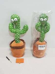 100 X BRAND NEW LED LIGHT UP DANCING / SINGING / TALKING CACTUS TOYS - 120 ENGLISH SONGS - RECORDS AND REPEATS VOICE NOTES - IN 1 BOX