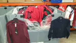 FULL PALLET OF 501 X MAINLY 2 PACKS OF BRAND NEW TESCO F & F SCHOOL UNISEX SWEATSHIRTS (TOTAL RRP £4008) SIZE 8-9 YEARS - GREEN, NAVY BLUE, GREEN, RED - (NOTE PALLET JACKET NOT INCLUDED)