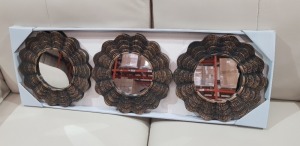 36 X BRAND NEW CREEKWOOD SET OF 3 BRUSHED COPPER COLOURED INDOOR / OUTDOOR WALL MIRRORS - DIA TBC - IN 6 BOXES OF 6