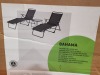 1 X BRAND NEW BAHAMA 2 SEATER FOLDABLE SUNLOUNGER AND COFFEE TABLE SET - IN BLACK COLOUR - IN 1 BOX - 2