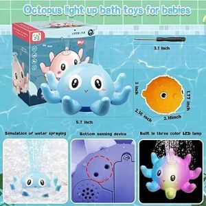 48 X BRAND NEW SEAWORLD OCTOPUS BATH / PADDLING POOL WATER FLOATING SPRAY TOYS - 3D SOFT FLASHING LEDS - IN 2 COLOURS TO INCLUDE BLUE AND PINK - PICK LOOSE