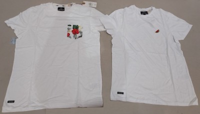 17 X BRAND NEW MIXED MENS THREADBARE T SHIRTS IN WHITE IN SIZES SMALL , MEDIUM , LARGE (RRP TOTAL £321 )