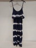 11 X BRAND NEW LONG MAXI PISTACHIO DRESSES IN BLUE TIE DIE SIZE SMALL (RRP £29.99 EACH TOTAL RRP £359.88)