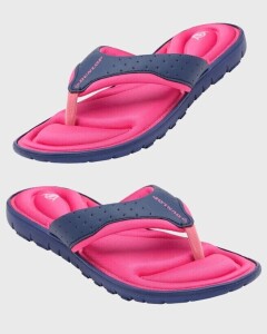 12 X BRAND NEW DUNLOP MEMORY FOAM CUSHIONED TOE POST FLIP FLOPS IN NAVY & FUCHSIA SIZE 8 (RRP EACH £24.99