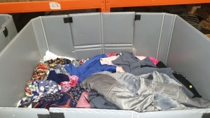 FULL PALLET OF MAINLY WOMENS CLOTHING IN ASSORTED STYLES AND SIZES IE. CARDIGANS, BLOUSES, JEANS, COATS, SLIPS, TOPS, SKIRTS ETC (NOTE PALLET JACKET NOT INCLUDED)