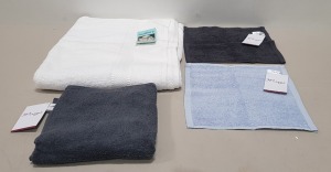 50 X BRAND NEW MIXED MUSBURY AND MISAGE SUPERSOFT N DRY BATH / HAND / FACE TOWELS - ALL IN VARIOUS COLOUR IN VARIOUS SIZES TO INCLUDE SAGE GREEN / WHITE / CHARCOAL / LIGHT BLUE - IN 1 BOX