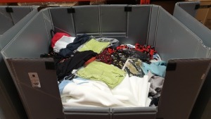 FULL PALLET OF MAINLY WOMENS CLOTHING IN ASSORTED STYLES AND SIZES IE. CARDIGANS, BLOUSES, JEANS, COATS, SLIPS, TOPS, SKIRTS ETC (NOTE PALLET JACKET NOT INCLUDED)