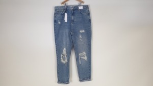 10 X BRAND NEW PAIRS OF TOPSHOP LADIES MOM BLUE JEANS RRP £400 - SIZE 16