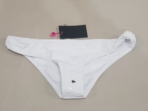 200 X BRAND NEW SOUTH BEACH MIX AND MATCH HIPSTER BIKINI BOTTOMS - ALL IN WHITE - ALL IN SIZE 12 AND 14 - IN 2 TRAYS