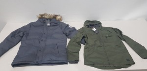 5 X BRAND NEW THREADBARE JACKETS IN MIXED STYLES COLORS SIZES 2 IN XSMALL , 2 MEDIUM AND 1 LARGE (RRP EACH £59.99 TOTAL £299.95 )