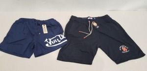 15 X PIECE BRAND NEW LOT MIXED CONTAINING 9 VON DUTCH SWIM SHORTS IN NAVY SIZE XLARGE , 6 MEN'S TOMPKINS SHORTS IN NAVY SIZE 3XL (TOTAL RRP £434 )