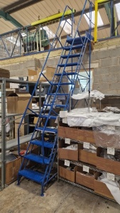 MOBILE 12 STEP TO WORKING PLATFORM STEP LADDER *** PLEASE NOTE: ASSETS ARE LOCATED HASLINGDEN, ROSSENDALE & WILL REQUIRE COLLECTION BY FRIDAY 11TH MAY - WINNING BIDDER WILL BE PROVIDED WITH FULL DETAILS AFTER PAYMENT ON REQUEST ***