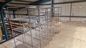 NINE VARIOUS STAINLESS STEEL CATERING SHELVING RACKS *** PLEASE NOTE: ASSETS ARE LOCATED HASLINGDEN, ROSSENDALE & WILL REQUIRE COLLECTION BY FRIDAY 11TH MAY - WINNING BIDDER WILL BE PROVIDED WITH FULL DETAILS AFTER PAYMENT ON REQUEST ***