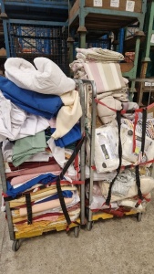 TWO METAL WHEELED CAGES CONTAINNG VARIOUS FABRICS (RETURNS, OFFCUTS, OBSOLETE STOCK) *** PLEASE NOTE: ASSETS ARE LOCATED HASLINGDEN, ROSSENDALE & WILL REQUIRE COLLECTION BY FRIDAY 11TH MAY - WINNING BIDDER WILL BE PROVIDED WITH FULL DETAILS AFTER PAYMENT 