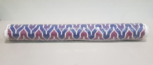 1 X ROLL OF FABRIC IN PURPLE RED AND BLUE WAVY DESIGN - LENGTH 50 M - RRP £12.99 / M - TOTAL £649.50