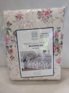 12 X BRAND NEW DIANA COMPE TRADITIONAL FITTED BEDSPREAD - IN ROSE GARDEN DESIGN - ALL IN DOUBLE SIZE